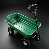 Chariot de jardin robuste de 800 lb en polyéthylène vert avec pneus tout-terrain et poignée en T pour l'aménagement paysager extérieur