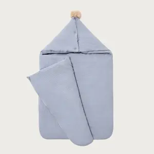 Usine conception personnalisée taille couleur double gaze coton biologique emmailloter sommeil bébé mousseline emmailloter sac de couchage avec capuche
