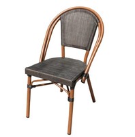 Chaise d'extérieur style bistrot pour café, jardin, balcon, style français, en aluminium empilable, aspect bambou