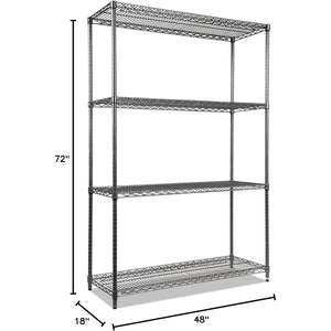 Kit de démarrage Alera à quatre étagères 48L x 18P x 72H Noir Anthracite, étagères métalliques pour rangement de chaussures, en acier inoxydable et plastique, pour salon - Product Image 2