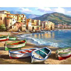 Cross Stitch Still Life Landscape Series Venice Colorful Boats Background Decorative Painting Hand Embroidery Kit