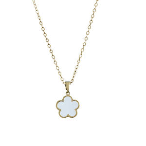 Élégant pendentif en herbe à cinq feuilles fleur en acier inoxydable étanche résistant à la décoloration chaîne de clavicule pour les femmes mode bijoux cadeau - Product Image 1