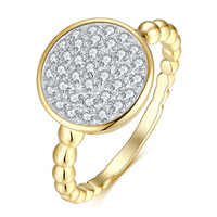 BAROLI 925 Sterling Silver Bead Band Plain Blind Ball Ring Multi Plated White CZ 14K Gold Jewelry For Woman