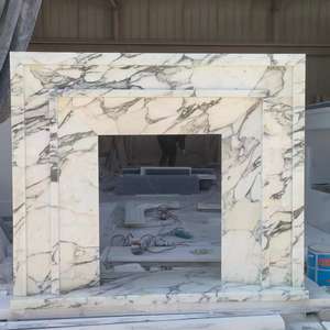 إطار موقد كهربائي أنيق من رخام أرابيسكاتو الأبيض بتصميم أوروبي يُثبت على الحائط مع جهاز تحكم عن بعد، إضافة مثالية وأنيقة - Product Image 1