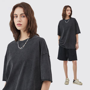 T-shirt en coton lourd de luxe 275gsm impression/broderie de logo personnalisé vintage à épaules tombantes - Product Image 4