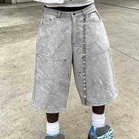 Shorts de travail cargo en daim délavé à l'acide, taille haute, double genouillère, pour hommes, fabriqués sur mesure par YSJY