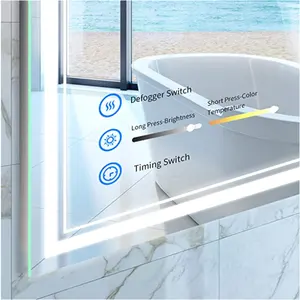 사용자 정의 벽 마운트 유리 매직 목욕 거울 터치 스크린 주차 목욕 조명 스마트 Led 욕실 거울