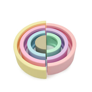 ของเล่นก่อสร้างมอนเตสซอรี่7ชิ้น DIY บล็อกตัวต่อเพื่อการศึกษาตัวต่อสำหรับเด็กวัยหัดเดินของเล่นซ้อนซิลิโคนสีรุ้ง - Product Image 4