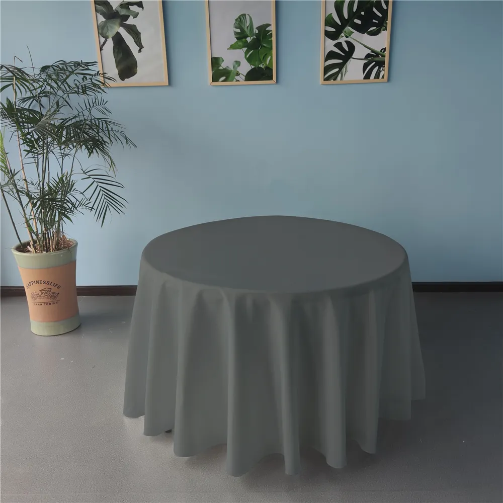مفرش طاولة أبيض المخصص للحفلات والزفاف, مفرش طاولة 120 بوصة من البوليستر دائري الشكل المخصص للمناسبات