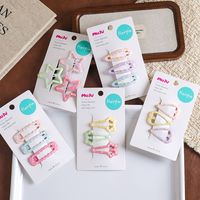 MUJU D412 Lot de 3 pinces à cheveux à pression en forme d'étoile et de cœur scintillantes, 5 cm, en résine pastel perlée, avec logo personnalisé, carte code-barres, prêt à la vente au détail
