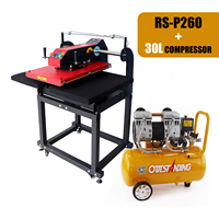 Presse à chaud pneumatique double station RS-P260 avec compresseur d'air 30L, machine 40x60cm pour impression DTF sur T-shirts et vêtements