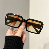 Kacamata Hitam Trendy Oversized Long Rice Square dengan Logo Custom, Lensa Cermin UV400, Bingkai Logam, untuk Pria Streetwear