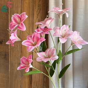 Fleur artificielle en soie Hua Ding, lys à cinq têtes, décoration de mariage et de maison, style romantique et rêveur - Product Image 2