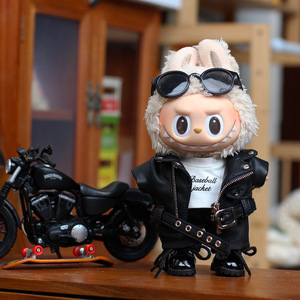 Labubu <b>Doll</b> Clothes Motorcycle Leather Jacket Outfit Unisex Youth Fashion <b>Accessory</b> - Product Image 1