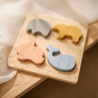 Montessori Silikon Kelas Makanan Bayi Menyenangkan Puzzle Hewan Permainan Prasekolah Pendidikan Blok Bangunan Mainan