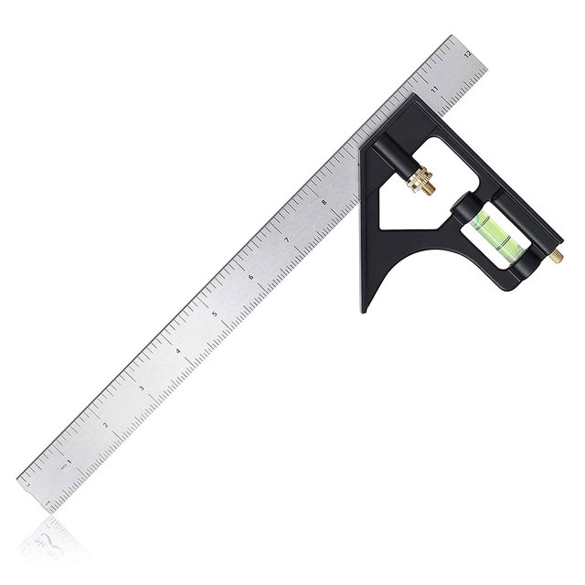 Heavy Duty Professional Precision Measuring Tool 45-90 Degree Metal-Body With Spirit Level Combination Square