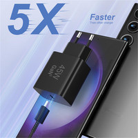 Chargeur mural USB C rapide multifonction universel certifié PD 45W EU GaN Tech pour les voyages