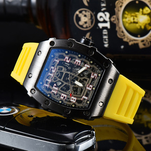 Skeletonized quartz hands, single <b>calendar</b>, unisex quartz watch, tonneau-shaped watch - Product Image 5
