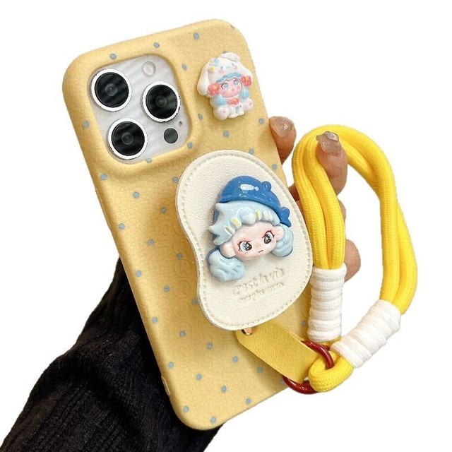 For Apple 16 Pro Max Mobile Phone Case Snowman Cute Leather Stand 13 Female 12 Soft 14 Texture Xr Bracelet Iphone 15 Plus Cover