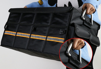 Organisateur de coffre de voiture pliable imperméable à plusieurs compartiments durable Grande capacité Boîte de rangement de coffre de voiture réfléchissante avec couvercle