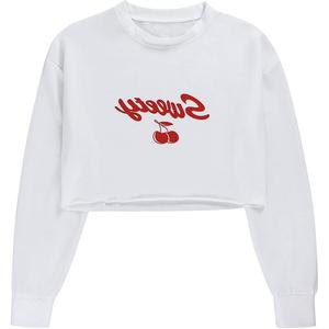 Custom Fall Sexy Spice Girl Knit Print Crop manica lunga corto bianco Crop Top Streetwear Style Pullover allentato <span class=keywords><strong>felpa</strong></span> - Product Image 5