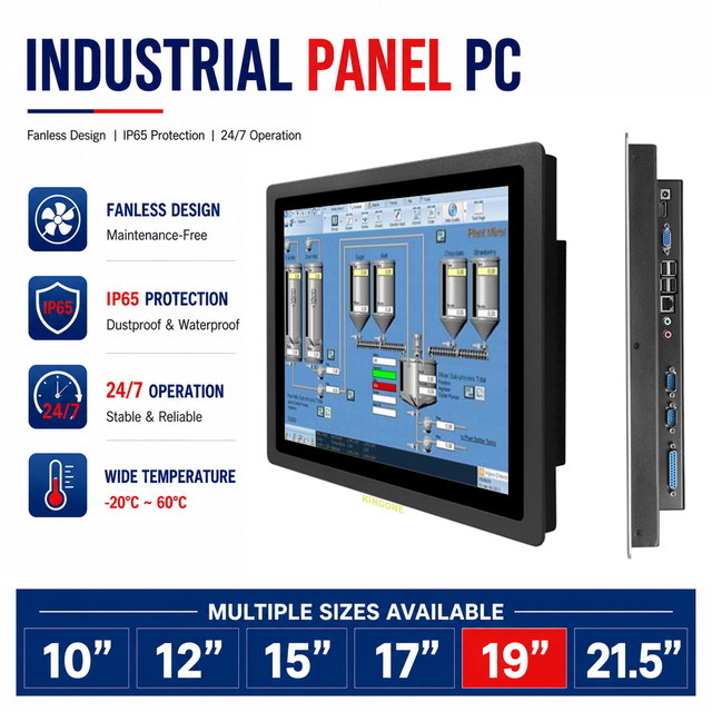 KINGONE 19 Inch Aluminum Rs232 Window10 IP65 Waterproof All in One Pc Industrial Touch Screen Panel PC for Vehicle
