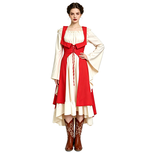 Robe de demoiselle médiévale de la Renaissance avec gilet - Corset vintage européen à double couche - Costume de cosplay de <span class=keywords><strong>princesse</strong></span> pour Halloween - Product Image 2