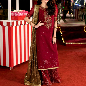 Vestido de 3 piezas bordado de alta calidad para mujer, listo para usar, estilo indio y pakistaní. - Product Image 1