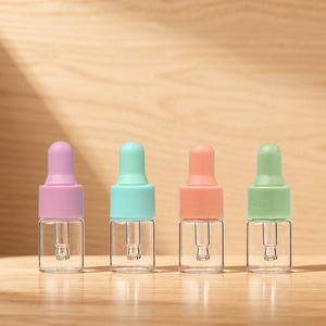 Glass Pipette <b>Bottle</b> Empty <b>Small</b> Clear Dropper <b>Bottles</b> with Colored Cap for Essential Oil Serum Cosmetic Packaging Wholesale - Product Image 4