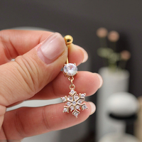 Xinfocus 2026 Nouvelle conception de anneaux de nombril en forme de flocon de neige, acier inoxydable, piercing de nombril plaqué or, bijoux pour femmes et hommes