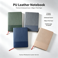Agenda d'affaires relié thermiquement en cuir PU texturé A5, 100 feuilles, papier ligné 100 g/m², marque-page en ruban, journal exécutif