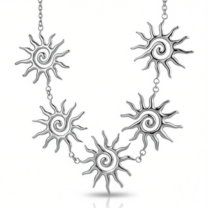 Collar con Colgante de Sol Amy Amy, Chapado en Plata, Estilo Bohemia, Joyería de Moda para Mujer, para Fiestas y Uso Diario, Cadena de Eslabones - Product Image 4