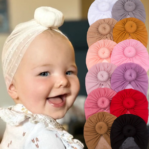 Nouveau Style européen et américain été coloré beignet bébé <span class=keywords><strong>Turban</strong></span> chapeau nouveau-né mignon <span class=keywords><strong>maille</strong></span> respirant doux bébé bonnets casquette - Product Image 2