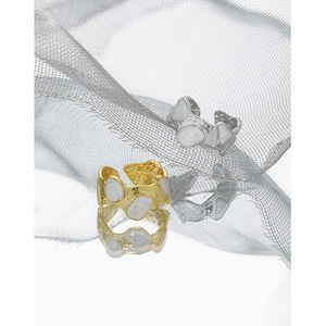 WMJB121 Anillos de Esmalte de Flujo Ancho Irregular Ajustables para Mujer S925 Anillos Circulares de Plata Esterlina - Product Image 3