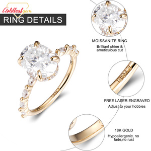 Anillos de Compromiso de Lujo Personalizados Goldleaf, Oro Amarillo de 18k, Corte Ovalado con Engaste de Garras, Anillo de Moissanita Certificado GRA de 2CT - Product Image 6