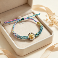 Bracelet tressé multicolore Zodiaque en or 14 carats avec breloque Zadica en acier inoxydable, ajustable, vente en gros de bijoux