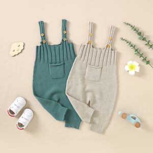 Mimixiong-Pelele de <span class=keywords><strong>pijama</strong></span> de punto para bebés recién nacidos, ropa personalizada para bebés, con <span class=keywords><strong>tirantes</strong></span> de boutique, suave y sólido - Product Image 4