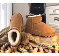 Bottes de Neige Courtes Confortables Mini en Laine Chaudes d'Hiver Modèle Ugss pour Femmes, Bottes de Neige à Plateforme pour Femmes