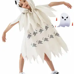 Гримаса белый маленький призрачный плащ сценический Детский костюм ужасов для вечеринки на Хэллоуин 2024