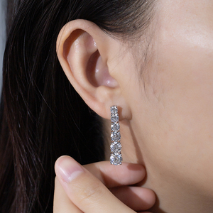 Boucles d'oreilles en or blanc 14 carats avec diamants ronds Messi Jewelry MSE-888 pour femmes - Product Image 5