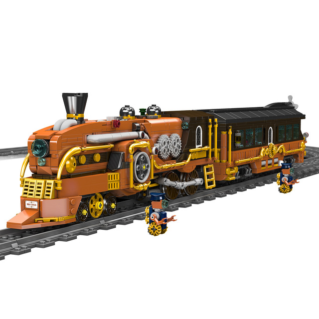 Electric Steampunk Train Model 1:8 Scale ABS Plastic 40-Piece Building Blocks Set for Children Christmas Gift