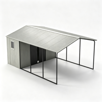 Abri pour voiture de 12 x 25 pieds avec remise de rangement, abri extérieur robuste, imperméable et résistant à la neige pour voiture et outils