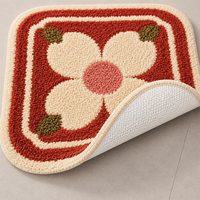 Tapis de bain tufté antidérapant de luxe en polyester doux et absorbant pour la décoration moderne des sols de la maison, tapis de bain lavable