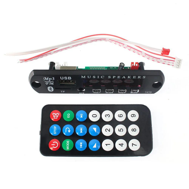 MP3 BT 5.0 Receiver Module WAV/WMA/MP3/APE Player with USB/SD/BT Remote Control+ Power/Audio Cables for Home DIY