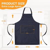 Tablier de cuisine réglable lavable en machine avec 2 poches, en toile de coton imperméable, pour femmes, hommes et chefs