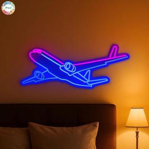 IPixel تسليم سريع عكس الضوء أدى الطائرة لافتة لطائرة غرفة نيون ضوء متابعة لافتة لغرفة النوم/هدايا عيد الميلاد - Product Image 1