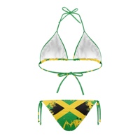 Jamaicaanse dames bikini sets halter driehoekige top push-up rugloze lage taille badpak Jamaica vlag designs tweedelige badkleding
