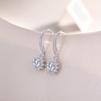 Boucles d'oreilles pendantes en argent sterling 925 avec moissanite tournesol pour femme, 0,5 ct, couleur D, VVS1, boucles d'oreilles en diamant moissanite