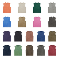 Camiseta sin Mangas Personalizada con Logotipo para Hombre, 100% Algodón, Estilo Vintage Lavado, Lisa, Informal, para Gimnasio, Entrenamiento, Verano