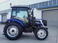 Tracteur agricole 4x4 de 100 CV avec cabine climatisée, châssis robuste, attelage 3 points catégorie II pour l'agriculture
